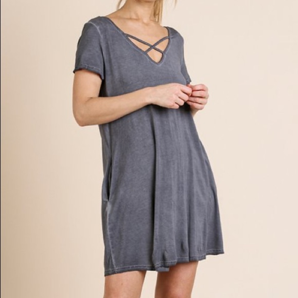Umgee Gray T-shirt Dress